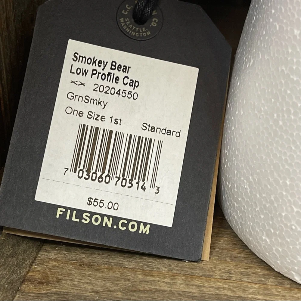 SOLD-Filson Limited Edition Smokey Bear Low Profile Hat Cap Green Mens Strapback - Picture 12 of 12